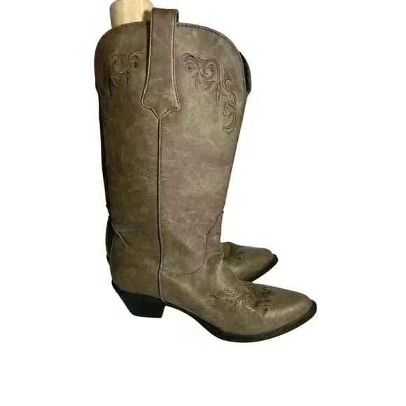 Roper Western Boots Women's 9 Scroll Tan Antiqued 09-021-1556-0733 TA Cowgirl - Picture 4 of 8